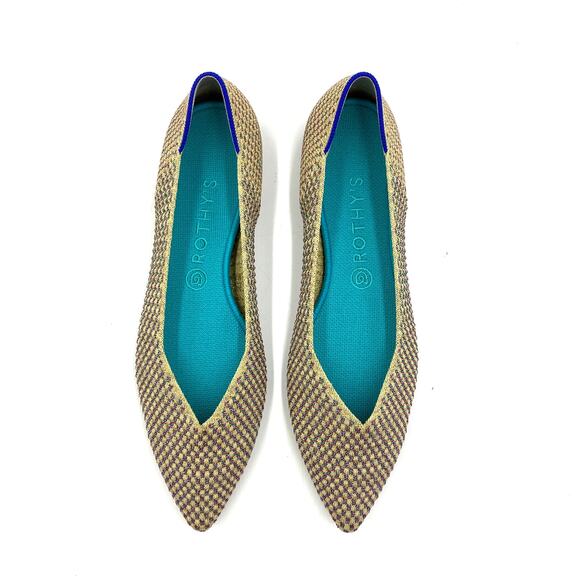 Rothy's The Point Multi Metallic Flat 11 New Gold Eco Friendly Retired